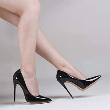 Elisabet Tang Women Pumps, Pointed Toe High Heel 4.7 inch/12cm Party Stiletto Heels Shoes Black 12