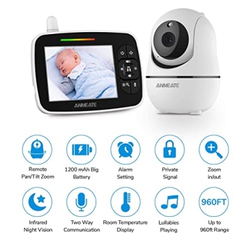 ANMEATE Baby Monitor with Remote Pan-Tilt-Zoom Camera