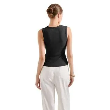 SUUKSESS Women Button Down Going Out Trendy Tops Ribbed Sexy Vest Y2K Tank Tops (Black, S)