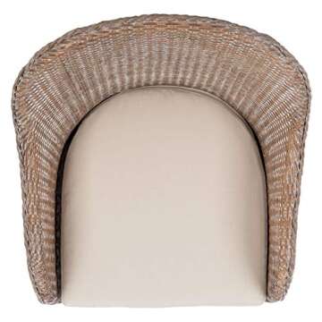 SAFAVIEH Home Antonia Coastal Grey White Wash Rattan Accent Chair with Cushion (ACH6504A)