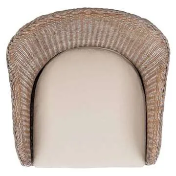 SAFAVIEH Home Antonia Coastal Grey White Wash Rattan Accent Chair with Cushion (ACH6504A)