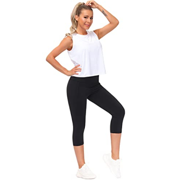 Tummy Control Workout Capris Leggings with Pockets