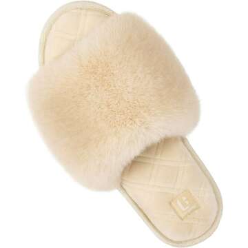 Fuzzy Faux Fur Memory Foam Slippers for Comfort