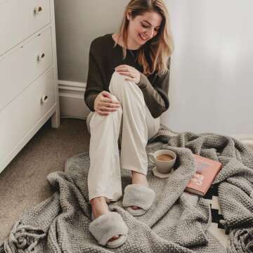 Fuzzy Faux Fur Memory Foam Slippers for Comfort