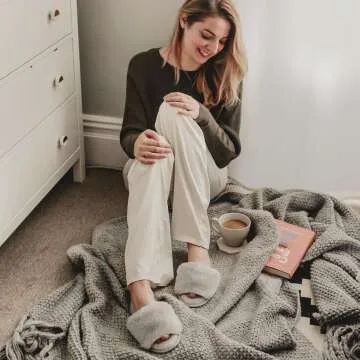 Fuzzy Faux Fur Memory Foam Slippers for Comfort