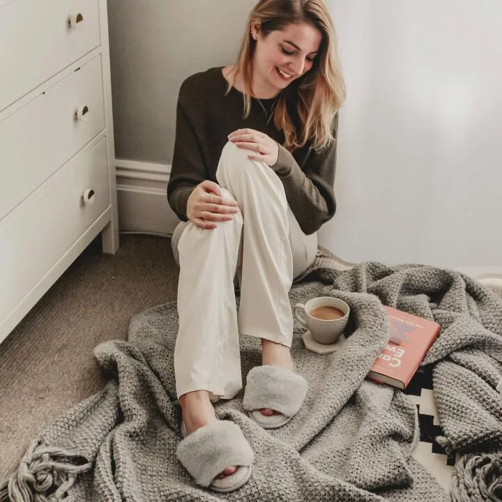 Fuzzy Faux Fur Memory Foam Slippers for Comfort