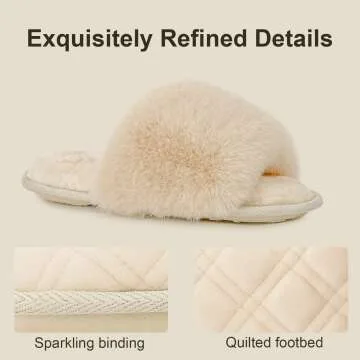 Fuzzy Faux Fur Memory Foam Slippers for Comfort