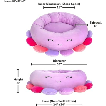 Squishmallows 20-Inch Beula Octopus Pet Bed - Small Ultrasoft Official Squishmallows Plush Pet Bed