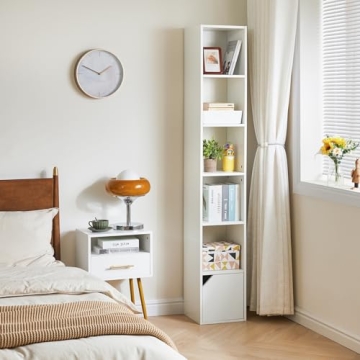 IBUYKE 6 Tier Tall Narrow Bookcase: Space-Saving Storage