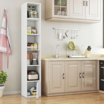 IBUYKE 6 Tier Tall Narrow Bookcase: Space-Saving Storage