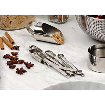 Endurance Stainless Steel Spice Measuring Spoons Set | 1/8 tsp to 1 Tbsp | Dishwasher Safe