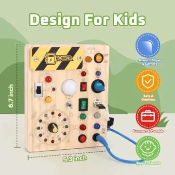 Grarain Busy Board with led Light,Baby Toys,Montessori Toys for 1+ Year Old, Wooden Toddler Toys, Sensory Travel Toys, Busy Board for Toddlers 2-4 (Busy Board Plus V2)