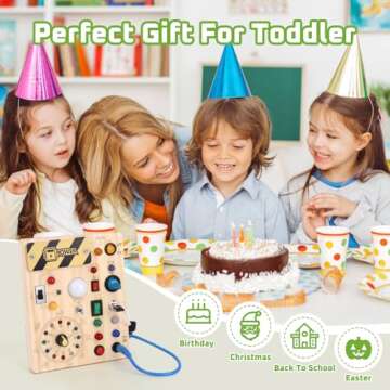 Grarain Busy Board with led Light,Baby Toys,Montessori Toys for 1+ Year Old, Wooden Toddler Toys, Sensory Travel Toys, Busy Board for Toddlers 2-4 (Busy Board Plus V2)