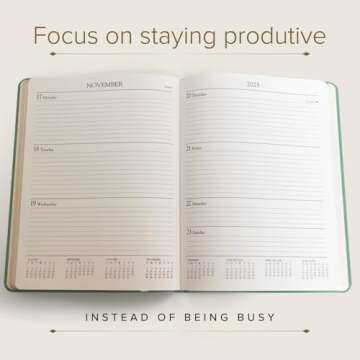 Gallery Leather Desk Weekly Monthly Planner 2025, Elegantly Bound Calendar Planner and Notebook with Stylish Gold-Gilded Page Edges, 12 Months - Camden Red - 8 x 5.5 "