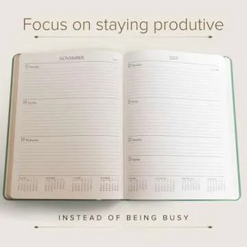 Gallery Leather Desk Weekly Monthly Planner 2025, Elegantly Bound Calendar Planner and Notebook with Stylish Gold-Gilded Page Edges, 12 Months - Camden Red - 8 x 5.5 "