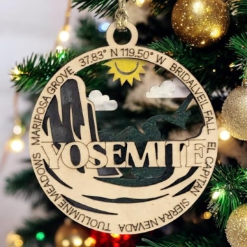 Yosemite National Park Wooden Ornament - Handcrafted Holiday Decor