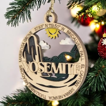 Yosemite National Park Wooden Ornament - Handcrafted Holiday Decor