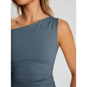 Trendy Queen Womens Off The Shoulder Tops Summer Shirts Going Out Crop Tank Top Plus Size Y2K Fashion Workout Outfits HazeBlue S