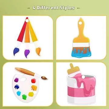 Junkin Art Paint Necklaces Acrylic Artist Palette Brush Party Favors Pendant Necklaces Art Theme Decorations for Art Theme Party Supplies Party Favors Dress up(16 Pieces)