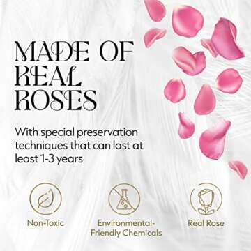 GLAMOUR BOUTIQUE Flower Forever Gift Box 12 Real Preserved Roses in Round Velvet White Box, Handmade...