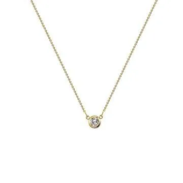 MIDEEO CZ Diamond Necklace for Women Dainty Cubic Zirconia Solitaire Pendant Necklace Gold Plated CZ Simulated Diamond Heart Choker Necklace