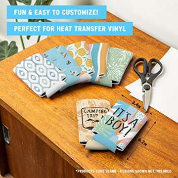 Slim Can Cooler Sleeves (12-Pack) Soft Insulated Koolie for White Claw Seltzer & Slim Beer - HTV Blanks for Vinyl Projects - Skinny Bulk - Tall Coolies