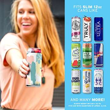 Slim Can Cooler Sleeves (12-Pack) Soft Insulated Koolie for White Claw Seltzer & Slim Beer - HTV Blanks for Vinyl Projects - Skinny Bulk - Tall Coolies