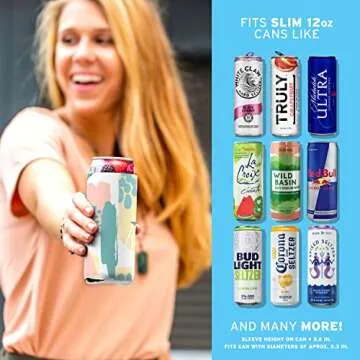 Slim Can Cooler Sleeves (12-Pack) Soft Insulated Koolie for White Claw Seltzer & Slim Beer - HTV Blanks for Vinyl Projects - Skinny Bulk - Tall Coolies