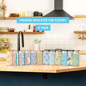 Slim Can Cooler Sleeves (12-Pack) Soft Insulated Koolie for White Claw Seltzer & Slim Beer - HTV Blanks for Vinyl Projects - Skinny Bulk - Tall Coolies