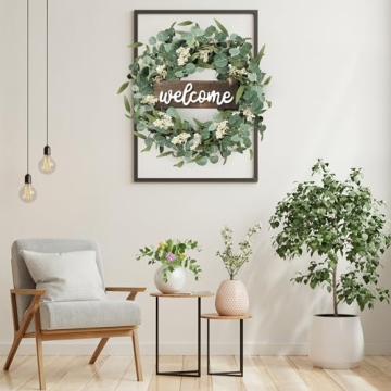 Sggvecsy 20in Eucalyptus Wreath with Welcome Sign