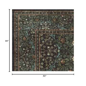 Ruggable x Morris & Co Washable 5x7 Area Rug, Blackthorn Forest Green, Premium Rugs for Living Room,...