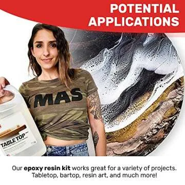 MAS Epoxies Table Top Pro Epoxy Kit - Crystal Clear Resin Casting for DIY Arts, Crafts, Countertops, Wood Tables, Tabletops, Bar Tops, and More - 2-Part Hardener Included (1 Gallon)