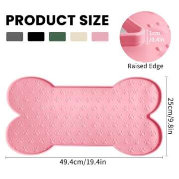 PWTAA Dog Food Mat Anti-Slip Silicone Dog Bowl Mat Thicker Pet Placemat Waterproof Cat Feeder Pad wi...