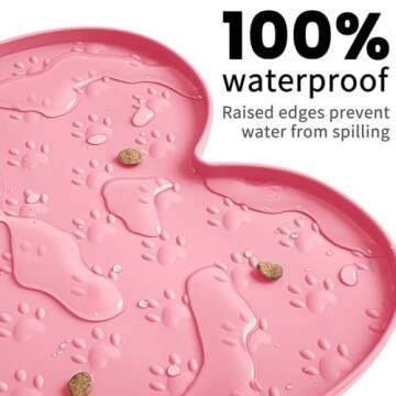 PWTAA Dog Food Mat Anti-Slip Silicone Dog Bowl Mat Thicker Pet Placemat Waterproof Cat Feeder Pad with Raised Edge Puppy Kitten Feeding Mats Suitable Small Medium-Sized Dogs Cats Eating Tray