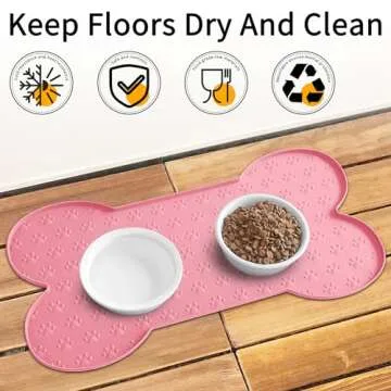 PWTAA Dog Food Mat Anti-Slip Silicone Dog Bowl Mat Thicker Pet Placemat Waterproof Cat Feeder Pad with Raised Edge Puppy Kitten Feeding Mats Suitable Small Medium-Sized Dogs Cats Eating Tray