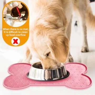 PWTAA Dog Food Mat Anti-Slip Silicone Dog Bowl Mat Thicker Pet Placemat Waterproof Cat Feeder Pad with Raised Edge Puppy Kitten Feeding Mats Suitable Small Medium-Sized Dogs Cats Eating Tray