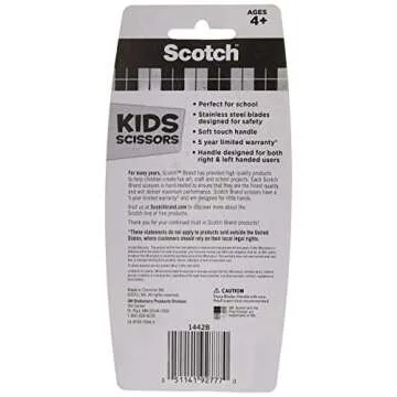 Scotch 5" Soft Touch Blunt Kid Scissors, Magenta, Ideal for School and at-Home Crafting Projects (1442B)