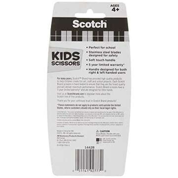 Scotch 5" Soft Touch Blunt Kid Scissors, Magenta, Ideal for School and at-Home Crafting Projects (1442B)