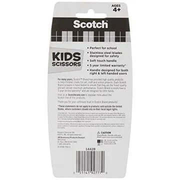 Scotch 5" Soft Touch Blunt Kid Scissors, Magenta, Ideal for School and at-Home Crafting Projects (1442B)