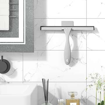 AmazerBath Squeegee for Shower Glass Door, Shower Squeegee for Glass Doors - All-Purpose Squeegee with Hook for Shower Doors, Windows, Mirrors, Tiles and Car Glass - 10 Inches