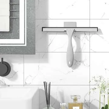 AmazerBath Squeegee for Shower Glass Door, Shower Squeegee for Glass Doors - All-Purpose Squeegee with Hook for Shower Doors, Windows, Mirrors, Tiles and Car Glass - 10 Inches