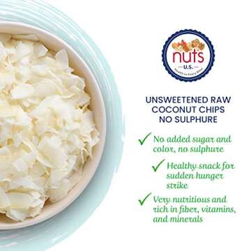 NUTS U.S. - Coconut Chips (Unsulphured) | Unsweetened and Raw | Gluten Free Snack | Vegan and Non GMO | Packed in a Resealable Bag!!! (2LBS)