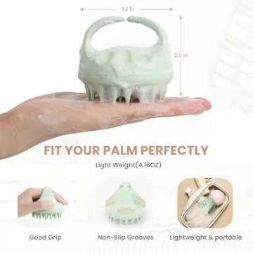 AIMIKE Scalp Massager Shampoo Brush, Scrubber for Dandruff Removal, Exfoliator with Soft Silicone, Massager for Hair Growth, Wet Dry Shower Brush, Green