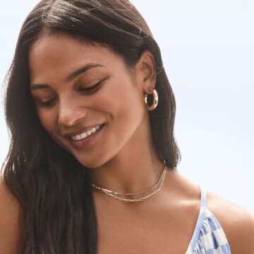 CONRAN KREMIX Chunky Gold Hoop Earrings for Women Thick 14K Real Gold Open Hoop 30MM Lightweight Hollow Earrings For Women