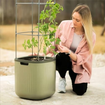 Vego Garden Tomato Planter Box with Trellis Self-Watering Rolling Raised Garden Bed for Climbing Veg...