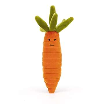 Jellycat Vivacious Vegetable Carrot Stuffed Toy, 6.5 inches - Vegetable Plush - Great Gift Idea