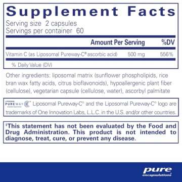 Pure Encapsulations Liposomal Vitamin C - Immune Support Supplement* - Antioxidant Nourishment - Daily Vitamin - Non-GMO & Gluten Free - 120 Capsules