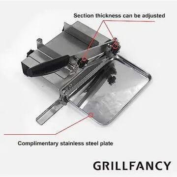 Meat slicer, GrillFancy stainless steel heavy manual frozen meat slicer, beef and lamb roll food slicer, suitable for home cooking, Cheese slicing, BBQ slicing, easy to use