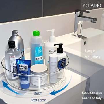 YCLADEC 6 Pack Lazy Susan 11.5" Inch Turntable Organizer Organization Storage Container Bins Spice Rack Cabinet Rotating Condiment for Pantry Countertop Kitchen Vanity Bathroom Jewelry Holder Clear