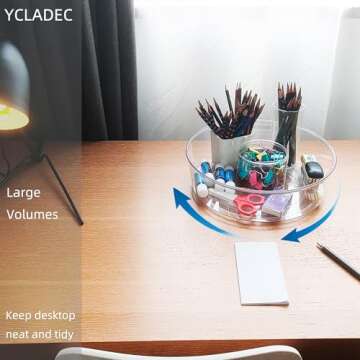 YCLADEC 6 Pack Lazy Susan 11.5" Inch Turntable Organizer Organization Storage Container Bins Spice Rack Cabinet Rotating Condiment for Pantry Countertop Kitchen Vanity Bathroom Jewelry Holder Clear